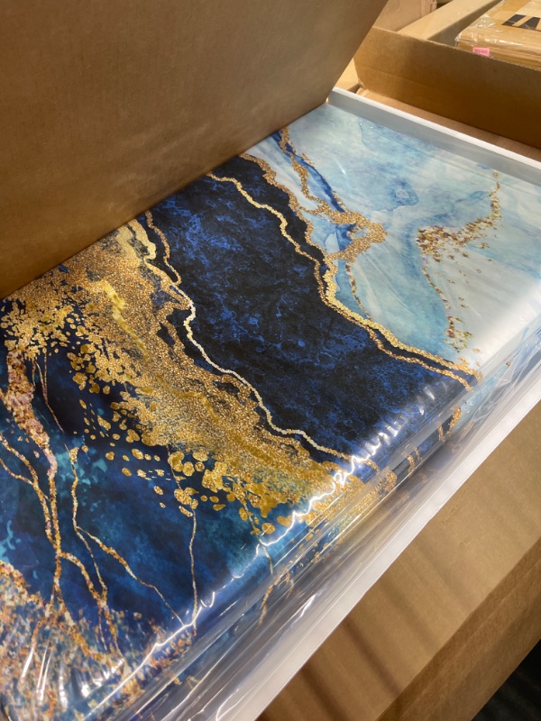 Photo 1 of Blue and Gold Canvas Abstract Wall Art, Blue and Gold Wall Decor, Blue Abstract Art Canvas, Blue Abstract Wall Art, Blue Canvas Wall Art, Abstract Wall Art for Living Room Large Size 60x30 Framed Canvas 60 x 30 Blue and Gold