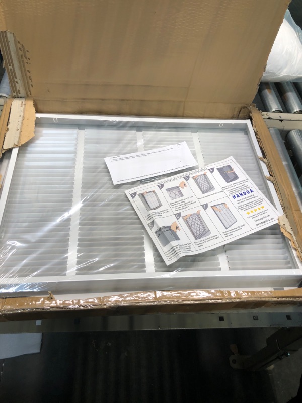 Photo 2 of 18" X 24" Return Air Filter Grille - Filter Included - Easy Plastic Tabs for Removable Face/Door - HVAC Vent Duct Cover - White [Outer Dimensions: 19.75w X 25.75h] 18 X 24