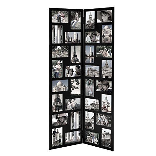 Photo 1 of Adeco Black Wood Hinged Folding Partition Screen-Style Collage Picture Photo Frame 32 Openings, 4x6"