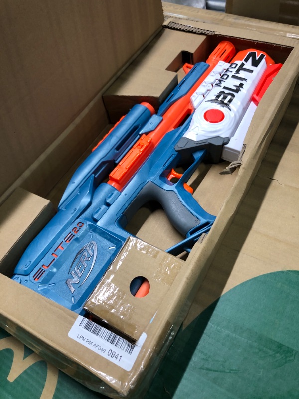 Photo 2 of NERF Elite 2.0 Motoblitz Blaster with Scope, Motorized 10-Dart Blasting, Airblitz 6 Darts, 22 Darts, Outdoor Toys for 8 Year Old Boys & Girls