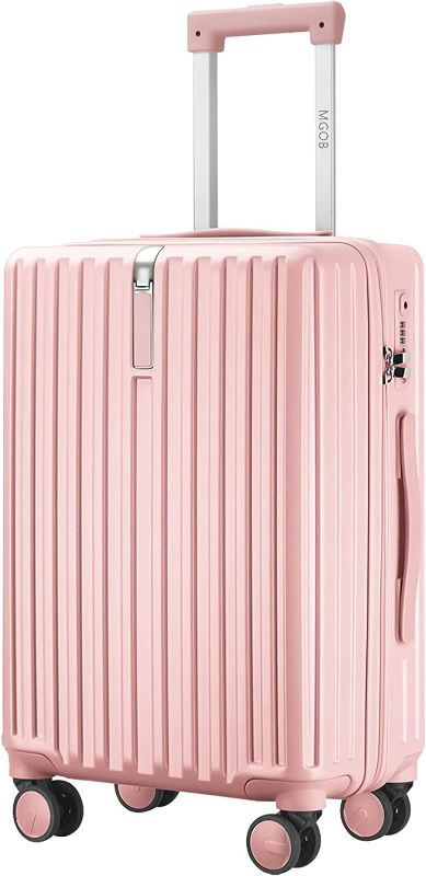 Photo 1 of 
MGOB Carry On Luggage, Carry On Suitcase with Spinner Wheels, 100% PC Hard Suitcases with TSA Lock, 21.7 x 14 x 8.7 Airline Approved(Pink)