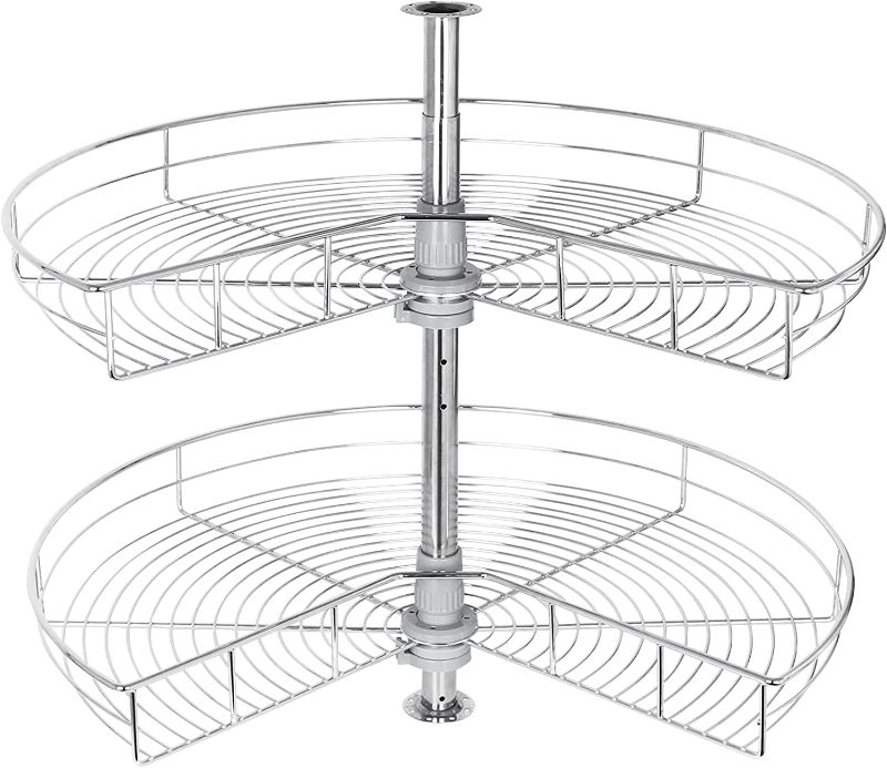 Photo 1 of Xverycan 28" Kidney Shaped Lazy Susan Corner Organizer, Stainless Steel Lazy Susan Kitchen Base Cabinet Blind Corner Organizer, 2 Tier Rotating Storage Shelf Rack