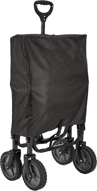 Photo 1 of Amazon Basics Collapsible Folding Outdoor Utility Wagon with Cover Bag, Black