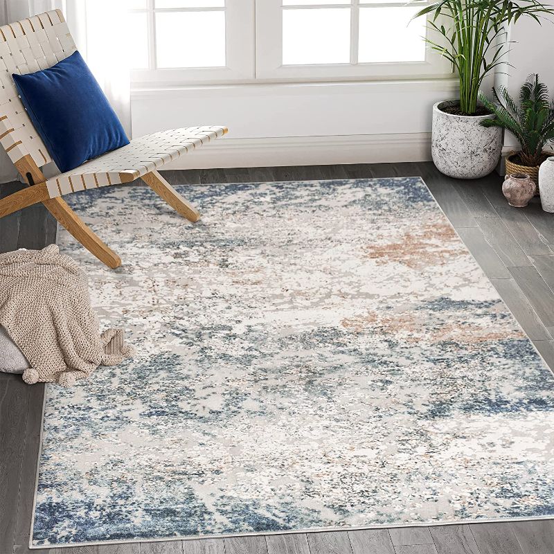 Photo 1 of 
Art&Tuft Washable Rug, Anti-Slip Backing Abstract Area Rug 5x7, Stain Resistant Rugs for Living Room, Foldable Machine Washable Area Rug(TPR18-Navy,...