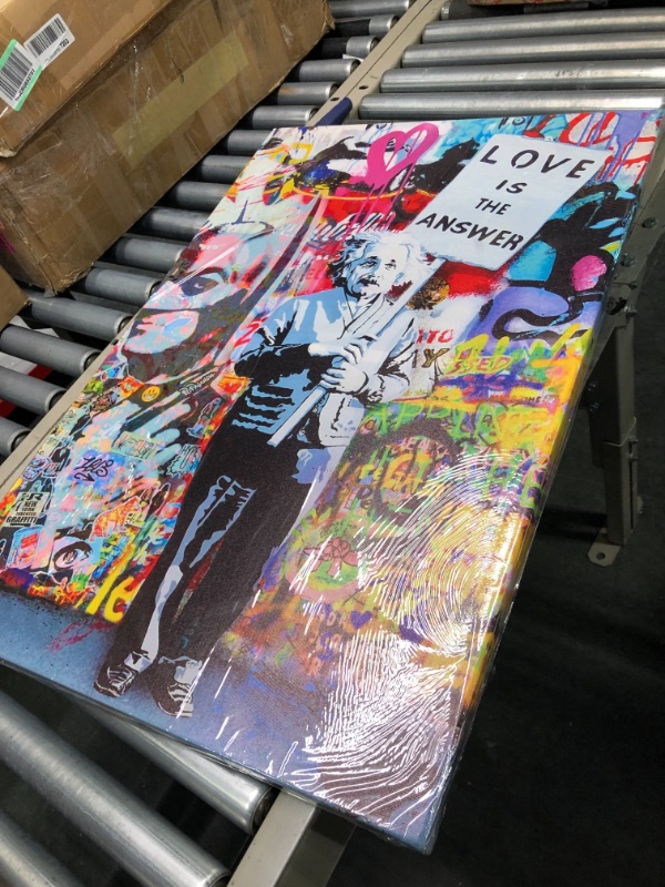 Photo 1 of DJSYLIFE Graffiti Wall Art “Love is Answer” Canvas Print Painting Colorful Figure Street Artwork Poster Pictures for Living Room Bedroom Home Decor Stretched and Framed Ready to Hang 24" W x 36" H 24"Wx36"H Artwork-a3