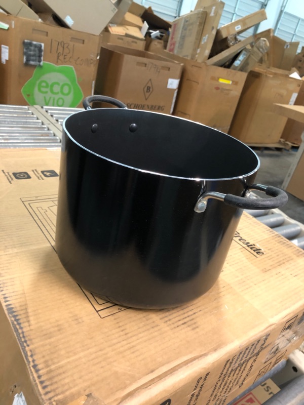 Photo 2 of 10.5 qt. Hard-Anodized Aluminum Nonstick Stock Pot in Black with Glass Lid