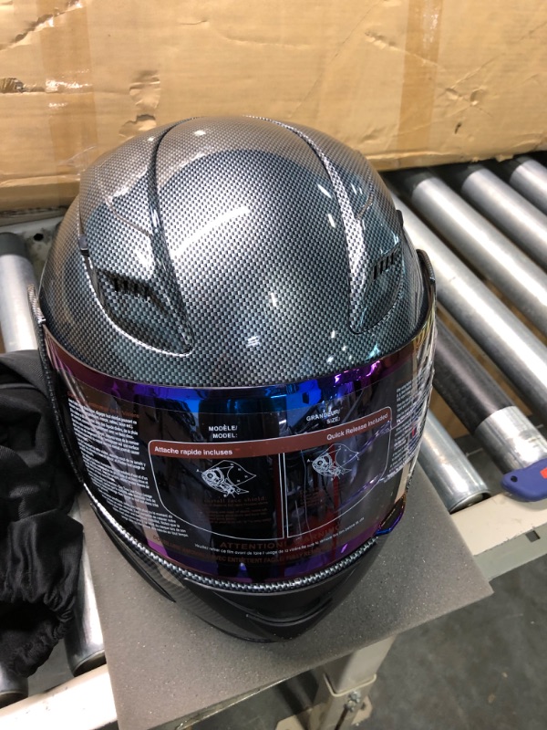 Photo 5 of 1Storm Motorcycle Bike Full Face Helmet Mechanic Skull: HJDJ11 Carbon Fiber Black X-Large