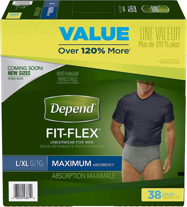 Photo 1 of Depend FIT-Flex Max Absorbency Underwear for Men Small/Medium 40-Count: Waist 26?-34?