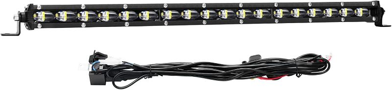 Photo 1 of 20 Inch Single Row LED Light Bar, CAMIY 90W Super Slim LED Light Bar with Wiring Harness Off Road Work Lights LED Driving Light Bar 6D Reflectors for Truck ATV UTV Ford Car Cabin Boat SXS 4Wheel