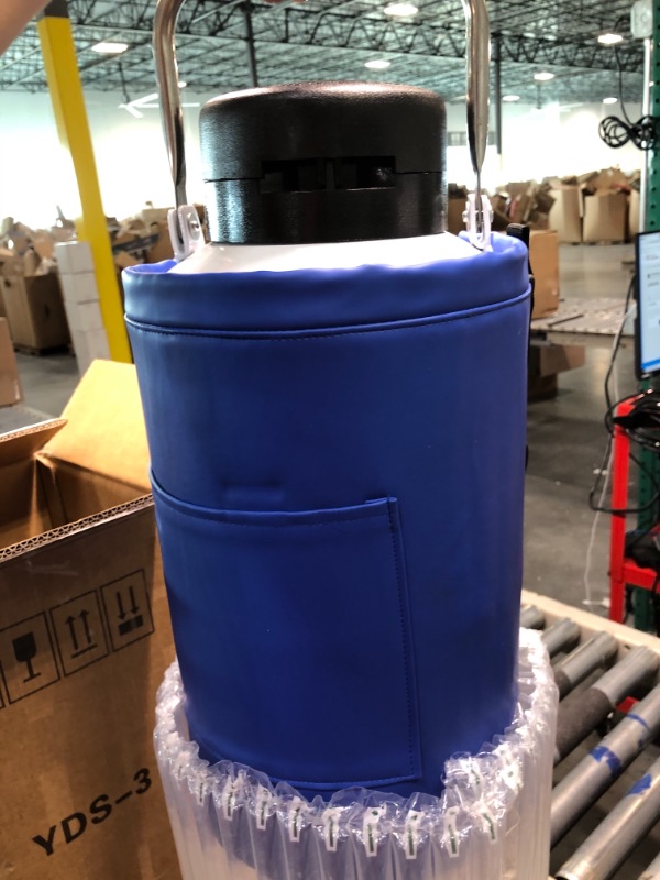 Photo 1 of Bonvoisin 3L Liquid Nitrogen Container Cryogenic Container Liquid Nitrogen (LN2) Dewar Aluminum Alloy Semen Tank with 6 Canisters Carry Bag (3L)