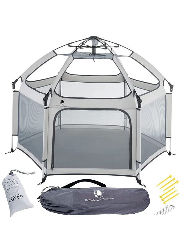 Photo 1 of POP 'N GO Premium Indoor and Outdoor Baby Playpen - Portable, Lightweight, Pop Up Pack and Play Toddler Play Yard w/Canopy and Travel Bag - Grey