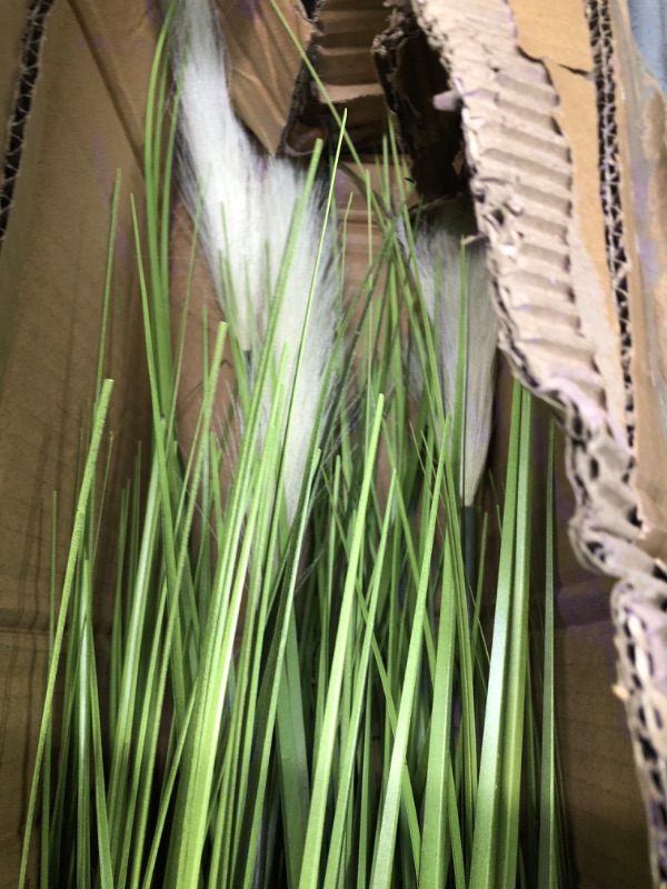 Photo 5 of 34" Artificial Greenery Floor Plants with Reed Flowers, Vlorart Tall Fake Plant Potted, Faux Pampas Grass Silk Plants for House Decorations, Lobby, Bathroom, Wedding, Garden Indoor Outdoor(White) 1 Pots White