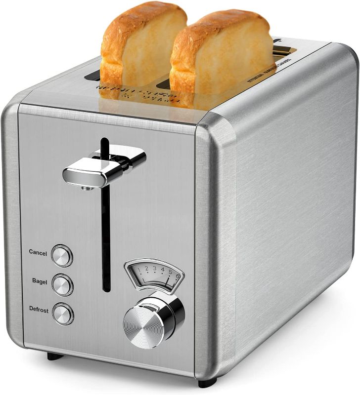 Photo 1 of WHALL Toaster 2 slice,Stainless Steel Toasters with Bagel,Cancel,Defrost Function,Removable Crumb Tray,1.5in Wide Slot,6 Bread Shade Settings,for Various Bread Types (850W)