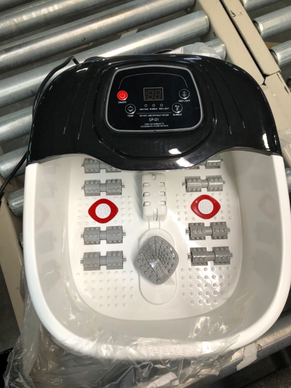 Photo 3 of Foot Spa Bath Massager with Heat, Epsom Salt,Bubbles, Vibration and Red Light,8 Massage Roller Pedicure Foot Spa Tub for Stress Relief,Foot Soaker with Acupressure Massage Points&Temperature Control