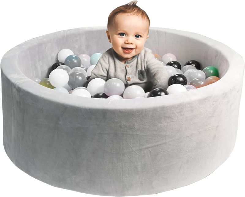 Photo 1 of HARBOLLE Round Kiddie Ball Pit Handmade Soft Velvet Memory Foam Ball Pit Ideal Gifts for Baby Children Toddler Infant Outdoor Indoor 35.5 x 11.8 NOT Included Balls