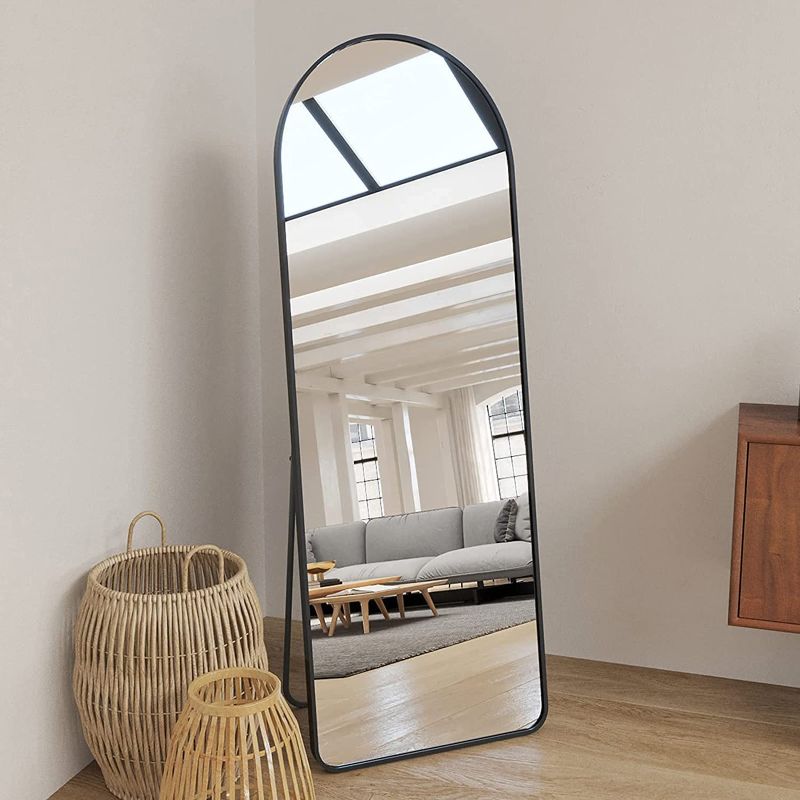 Photo 1 of Arched Full Length Mirror,63 "x 20" Floor Mirror with Stand,Full Body Mirror,Arch Mirror Full Length,Freestanding,Wall-Mounted or Leaning for Bedroom,Dressing Room,Living Room (Aluminum Alloy+Black)