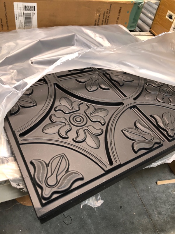 Photo 4 of Art3d Drop Ceiling Tiles 2x2, Glue-up Ceiling Panel, Fancy Classic Style in Black 12 Black