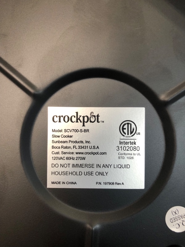Photo 1 of Crock-Pot 7qt Manual Slow Cooker - Silver SCV700-SS