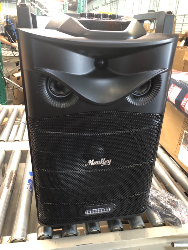 Photo 3 of Moukey Karaoke Machine, PA System with 12" Woofer, Portable Bluetooth Speaker with 2 Wireless Microphones, Party Lights and Echo/Treble/Bass Adjustment, 