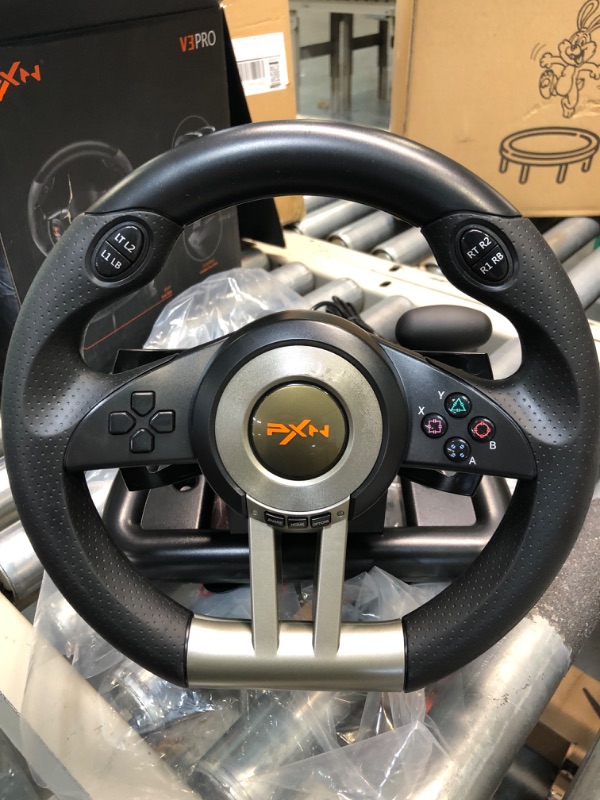 Photo 1 of Gaming Racing Wheel, PXN-V3II 180° Competition Racing Steering Wheel with Universal USB Port and with Pedal, Suitable for PC, PS3, PS4, Xbox One, Xbox Series S&X, Nintendo Switch - Black