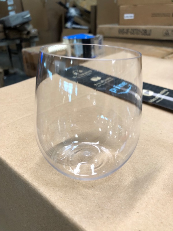 Photo 5 of 24 piece Stemless Unbreakable Crystal Clear Plastic Wine Glasses Set of 24 (12 Ounces)