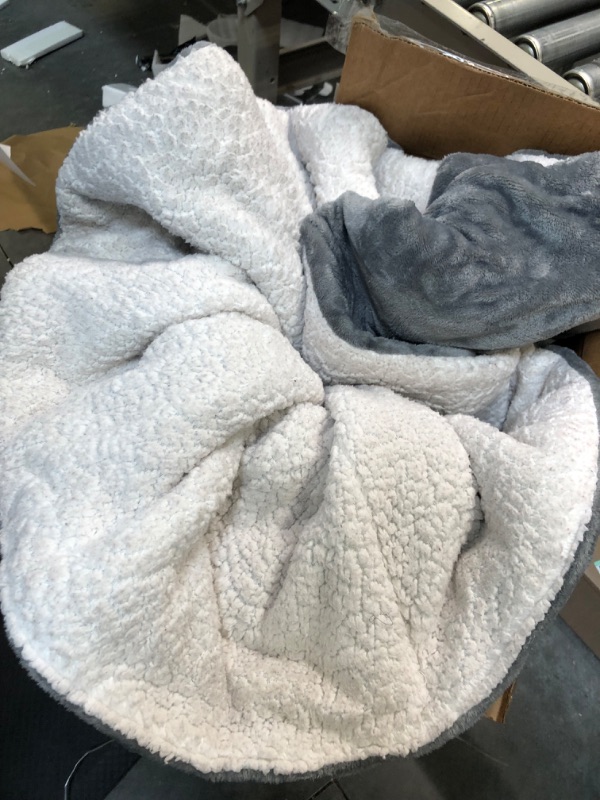 Photo 4 of Amazon Basics Ultra-Soft Micromink Sherpa Blanket, Grey