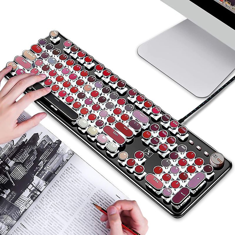 Photo 1 of Basaltech Typewriter Style Mechanical Gaming Keyboard, Retro Steampunk Vintage Keyboard