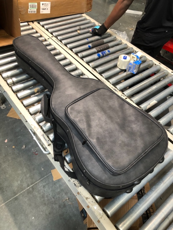 Photo 3 of CAHAYA Guitar Case Acoustic Hardshell 0.8in Thick Padding Waterproof PU with 3 Pockets and Storage Box Inside Hard Guitar Case for 40 41 inch Acoustic Guitar Travel Case for Air Consignment