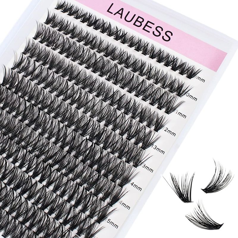 Photo 1 of Cluster Lashes 240pcs 40D DIY Eyelash Extension D Curl Long Individual Lashes Mixed Tray Faux Mink Lash Clusters Extensions 0.07 0.10 Black (40D-0.07D-9-16mm)