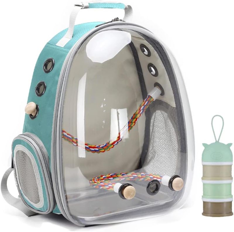 Photo 3 of Bird Carrier Cage, Bird Travel Backpack with Stainless Steel Tray and Standing Perch
Color:Green