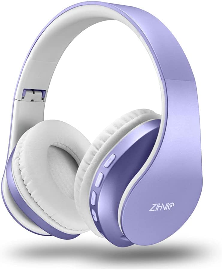 Photo 1 of ZIHNIC Bluetooth Headphones Over-Ear, Foldable Wireless and Wired Stereo Headset Micro SD/TF, FM for Cell Phone,PC,Soft Earmuffs &Light Weight for Prolonged Wearing (Purple)