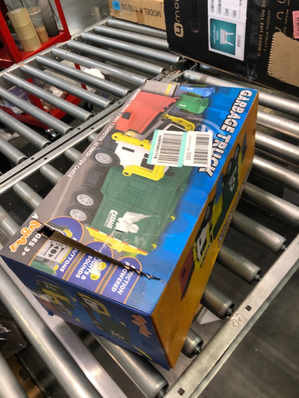 Photo 1 of JOYIN Toys for 3+ Yesrs Old Boys, 16" Large Garbage Truck Toy, Friction Powered Waste Management Garbage Truck with Lights and Sounds, Front Load Dumpster, Trash Bins with Trash Cards, Toddlers Gifts
