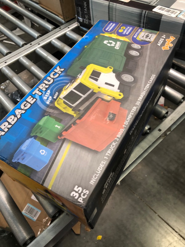 Photo 1 of JOYIN Toys for 3+ Yesrs Old Boys, 16" Large Garbage Truck Toy, Friction Powered Waste Management Garbage Truck with Lights and Sounds, Front Load Dumpster, Trash Bins with Trash Cards, Toddlers Gifts