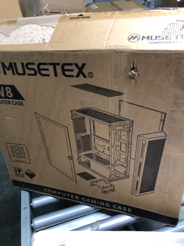 Photo 3 of MUSETEX ATX PC Case Pre-Install 6 PWM ARGB Fans, Polygonal Mesh Computer Gaming Case, Opening Tempered Glass Side Panel Mid-Tower Case, USB 3.0 x 2, Black, NN8