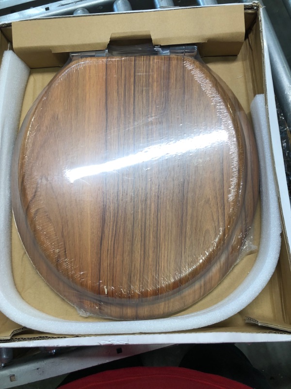 Photo 1 of Angel Shield Wood Toilet Seat Elongated with Soft Close,Easy Clean,Quick-Release Hinges