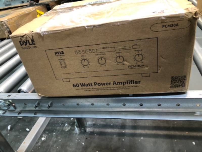 Photo 1 of Pyle Compact Mini Home Power Amplifier - 60W Smart Small Indoor Audio Stereo Receiver w/ RCA, 2 Microphone IN, 25/70 Volt Outputs, LED, Input Selector, For PA, Amplified Speaker Sound System - PCM30A 2 MIC inputs Amplifier