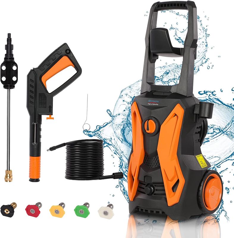 Photo 1 of 3500PSI Electric Pressure Washer, 2.8GPM 2000W Power Washer High Pressure Cleaner Machine with Spray Gun, 5 Nozzles & Detergent Tank for Cleaning Homes, Cars, Patios
