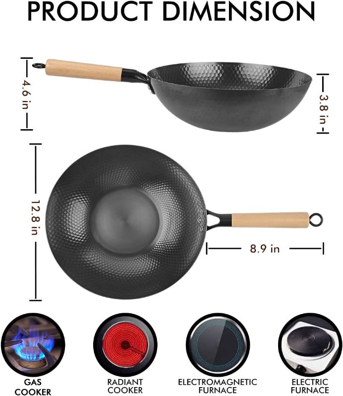 Photo 2 of Carbon Steel Wok For Electric, Induction and Gas Stoves
