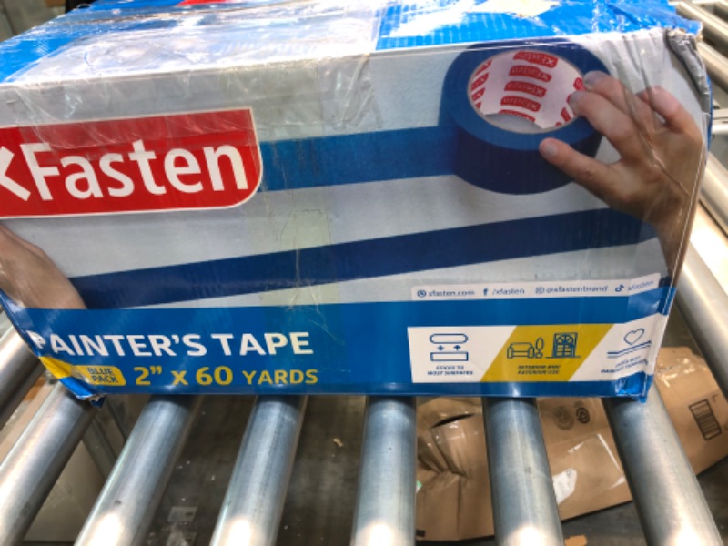 Photo 4 of XFasten Blue Painter's Tape, 2 Inch x 60 Yards (24-Pack) Blue Painters Masking Tape Bulk - Sharp Edge Line Technology, Produces Sharp Lines | Residue-Free and Artisan Grade Wall Trim Tape 2 Inches x 60 Yards (24-Pack)