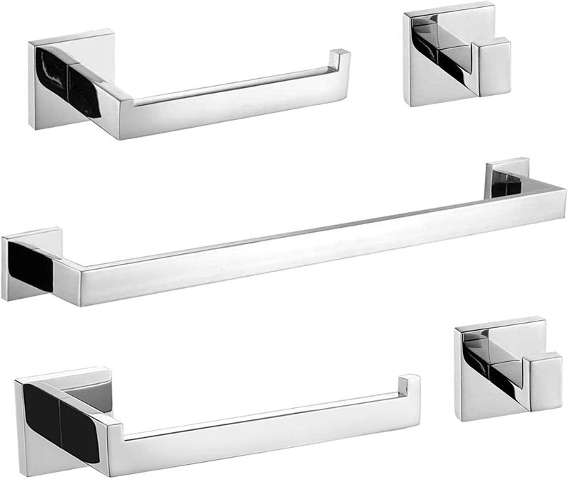 Photo 1 of TURS 5-Piece Bathroom Hardware Set Polished Chrome Towel Bar Holder Sets Hand Towel Holder and 2 Towel Hooks, Stainless Steel Wall Mounted, Q7P-P5
