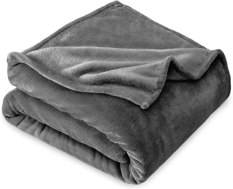 Photo 1 of Bare Home Fleece Blanket - Throw Travel Blanket - Grey - Lightweight Blanket for Bed, Sofa, Couch, Camping, and Travel - Microplush - Ultra Soft Warm... LARGE
