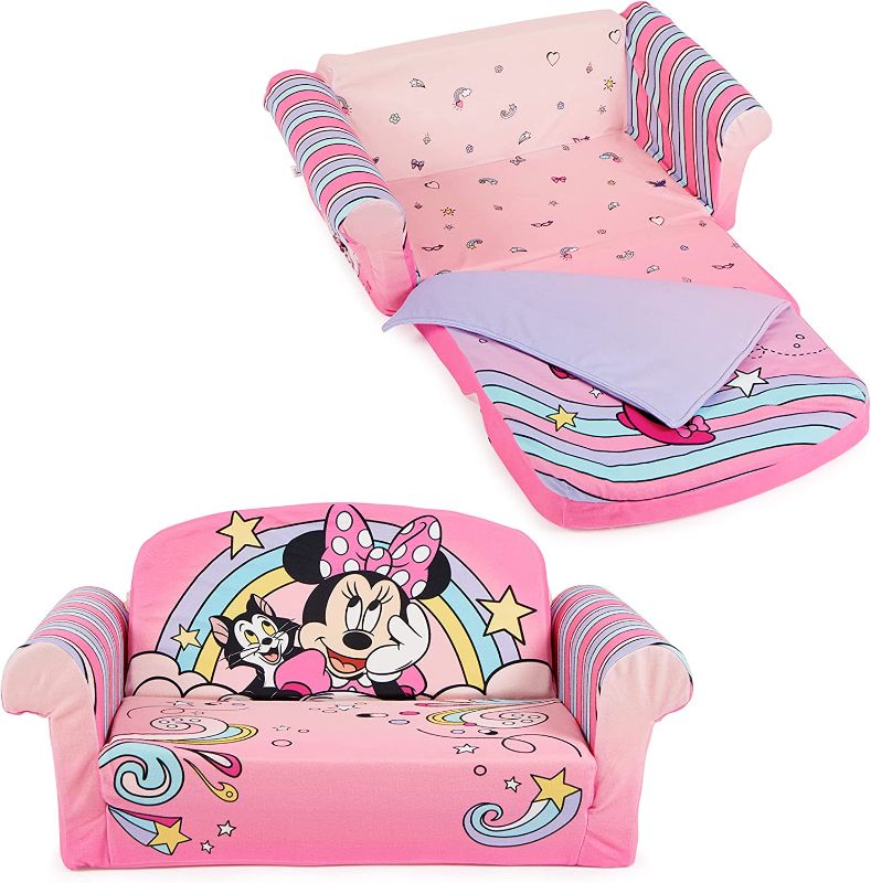 Photo 1 of Marshmallow Furniture, Minnie Mouse 3-in-1 Slumber Sofa, Foam Toddler Nap Mat with Attached Blanket
