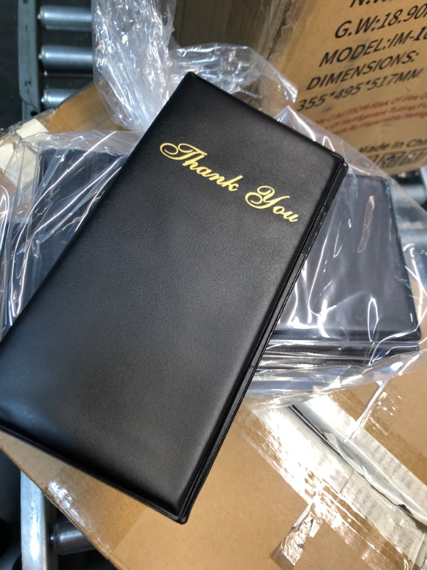 Photo 1 of Check Presenters for Restaurants – 10 Pack Guest Check Card Holder- Black with Gold Thank You Imprint- Bill Book Restaurant Supplies 5.5’’ x 10’’ (10 Pack)
