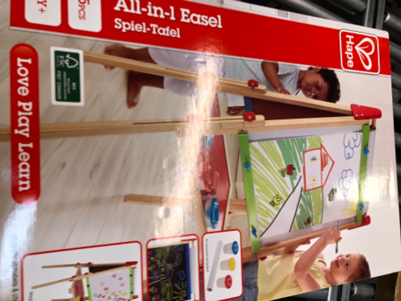 Photo 4 of Award Winning Hape All-in-One Wooden Kid's Art Easel with Paper Roll and Accessories Cream, L: 18.9, W: 15.9, H: 41.8 inch Single