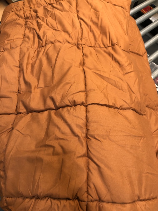 Photo 3 of  Classic All-Season Down Alternative Comforter with Baffle Box Construction, Warm Filling - Full/Queen Comforter, Dusty Orange
