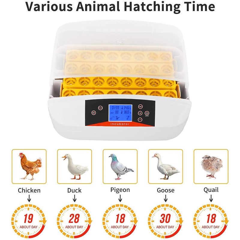 Photo 1 of 55 Egg Incubator, Farm Home Automatic Poultry Incubator Hatcher Machine with Automatic Turning, Temperature & Humidity Control,Hatching for Chickens Ducks Goose Quail Birds Eggs
