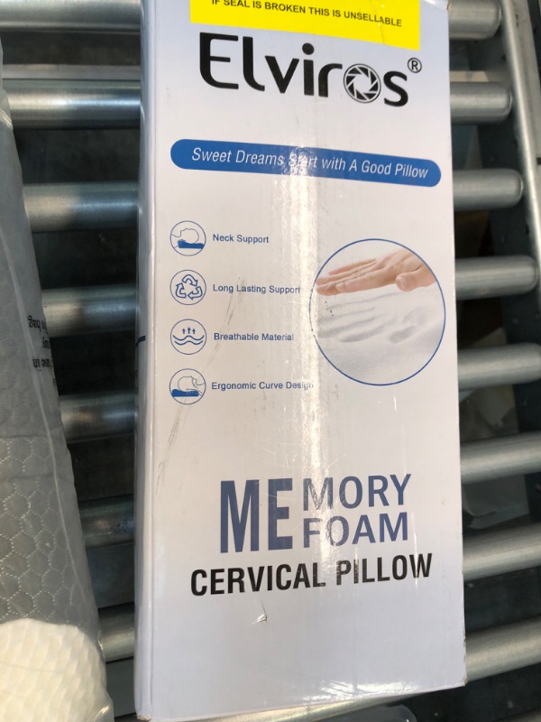 Photo 3 of Elviros Cervical Memory Foam Pillow, Contour Pillows for Neck and Shoulder Pain, Ergonomic Orthopedic Sleeping Neck Contoured Support Pillow for