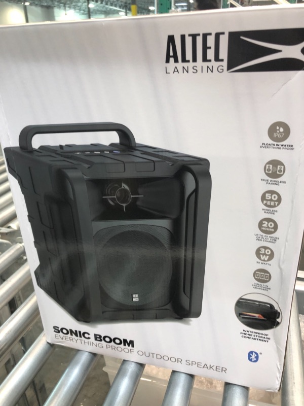 Photo 5 of Altec Lansing Sonic Boom - Waterproof Bluetooth Speaker with Phone Charger, IP67 Outdoor Speaker, 3 USB Charging Ports, 50 Foot Range & 20 Hours Battery Life