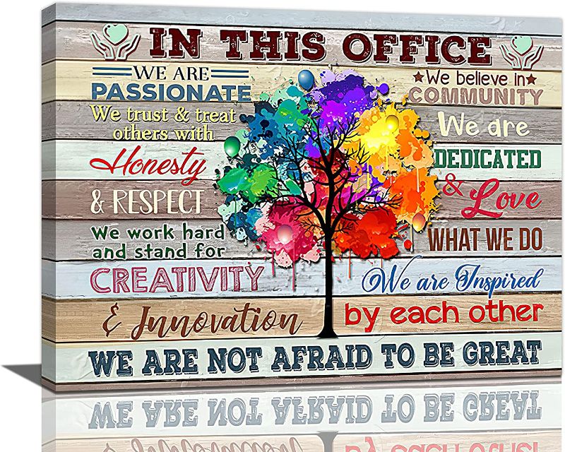 Photo 2 of At In This Office Wall Art Inspirational Wall Art for Office Motivational Quotes Pictures Canvas Painting Print Teamwork Wall Art We Are A Team Wall Decor Framed for Modern Office Artworks 12x16in
