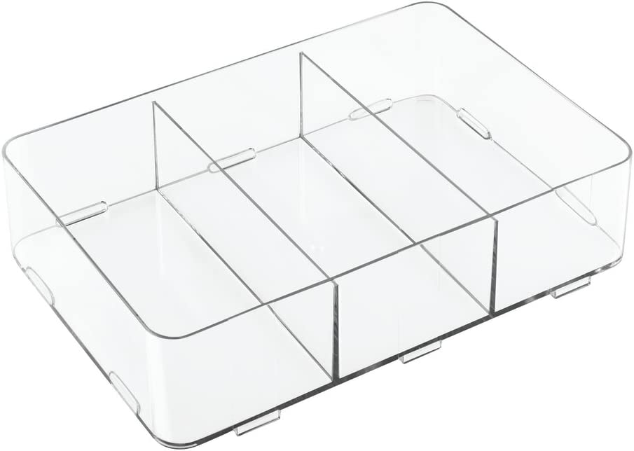 Photo 1 of iDesign Clarity Interlocking Organizer for Cosmetics, Jewelry, Desk/Office Supplies, Crafts - 3 Compartments, Clear
